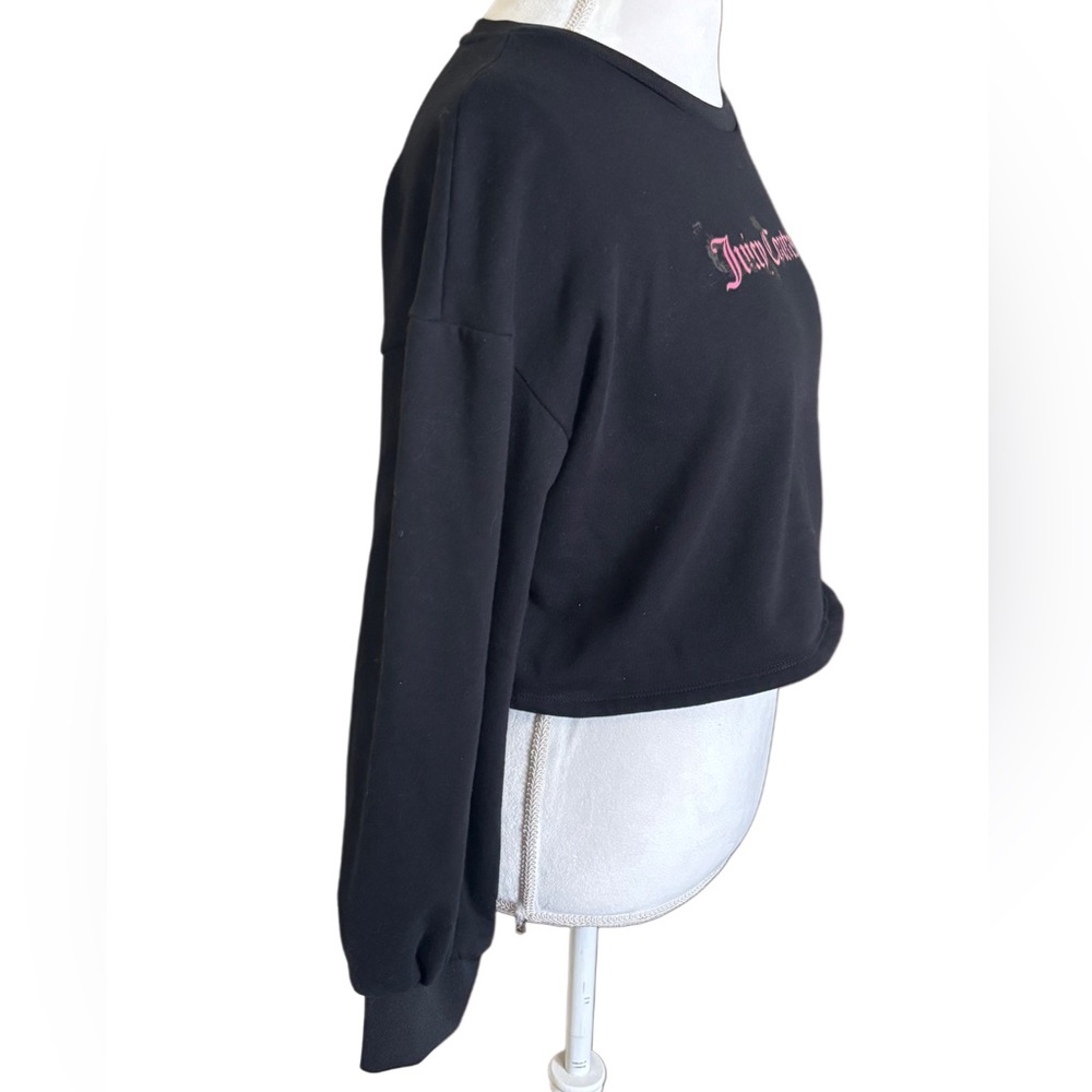 Juicy Couture Black Cropped Sweatshirt with Puff sleeves Size XL - Picture 3 of 8